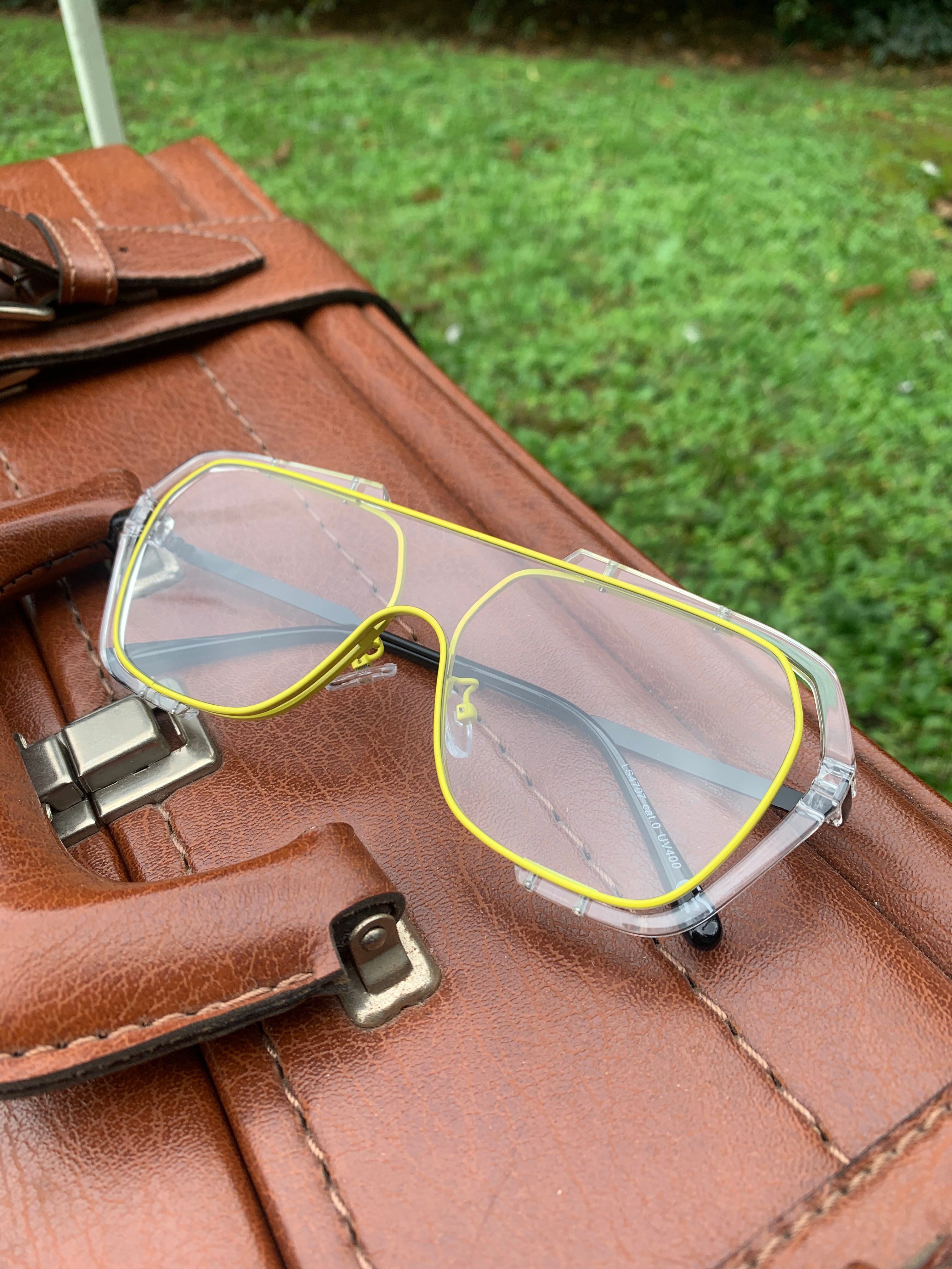 Lunette verres transparents aviateur B E JAUNE